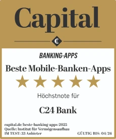 Auszeichnung von Capital: Beste Banking-App in der Kategorie Mobilbanken.